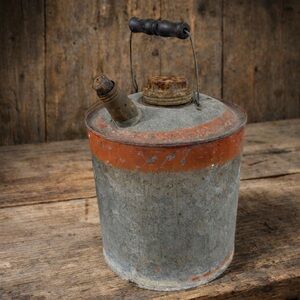Vintage Galvanized Fuel Can Spout Handle Primitive Gas Kerosene Early 1900s